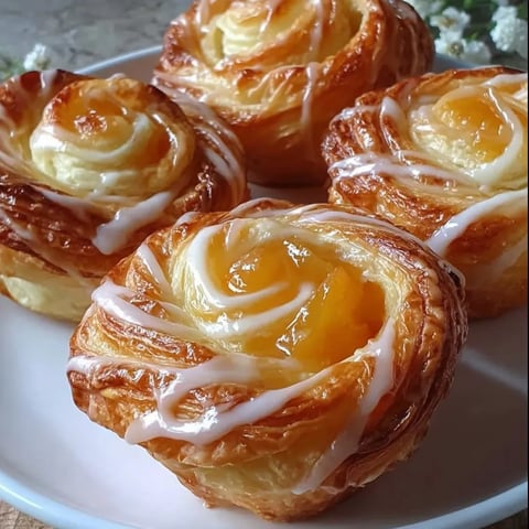 Three pastries on a plate.