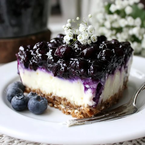 A slice of blueberry cheesecake on a plate.