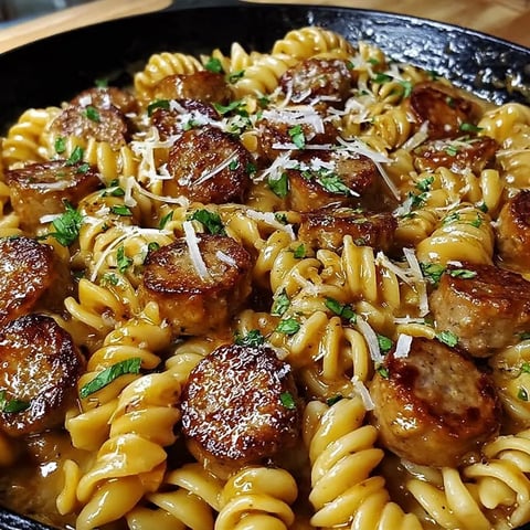 A bowl of pasta with meatballs and cheese.