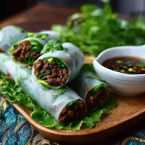 A plate of food with a bowl of sauce.
