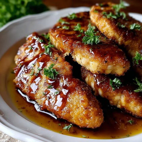 A plate of chicken with sauce.