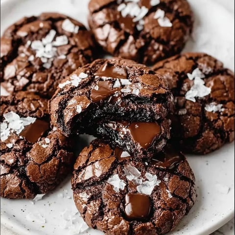 Chocolate cookies with chocolate drizzle.
