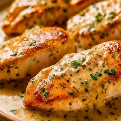 A plate of chicken with sauce.