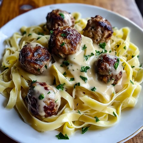 A plate of pasta with meatballs and sauce.