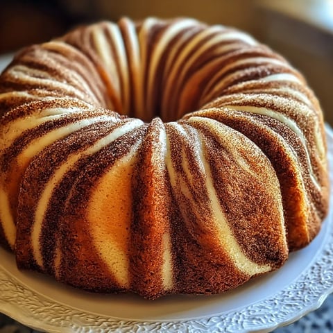 A cake with stripes on a plate.