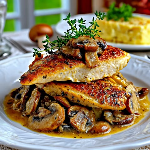 A plate of food with mushrooms on top.