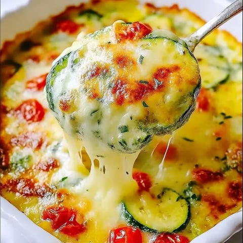 A spoonful of cheese and vegetables.
