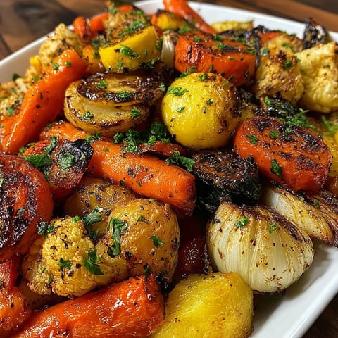 A plate of vegetables including carrots, onions, and squash.