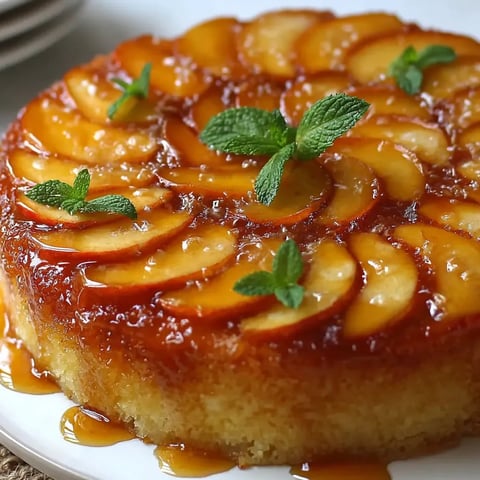 A cake with apples and mint on top.