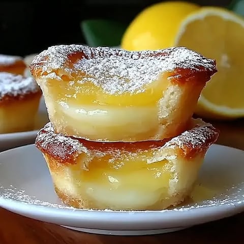 Two small pastries with powdered sugar on a plate.