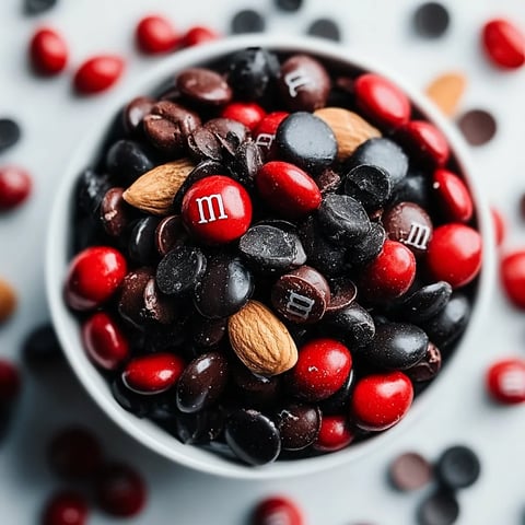 A bowl of M&Ms with a few almonds mixed in.