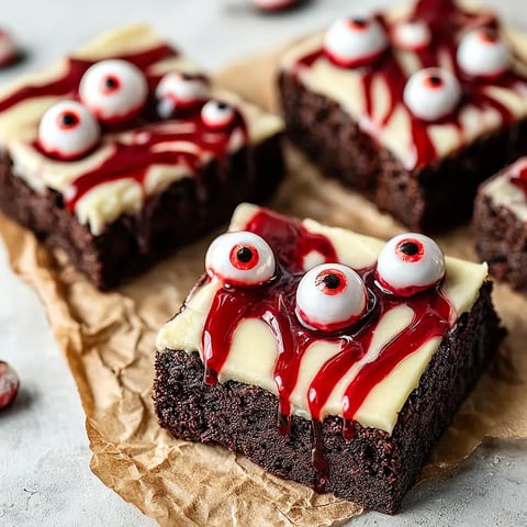 A close up of a chocolate cake with white icing and red sauce.