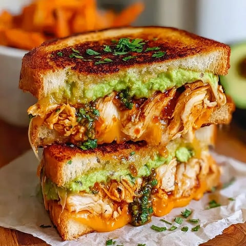 A sandwich with meat and avocado.