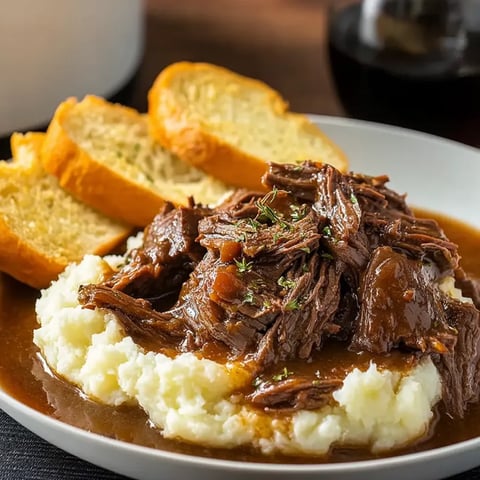 A plate of food with meat and bread.