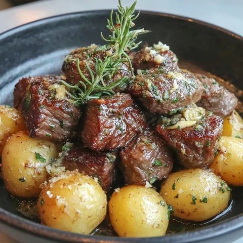 A bowl of meat and potatoes.