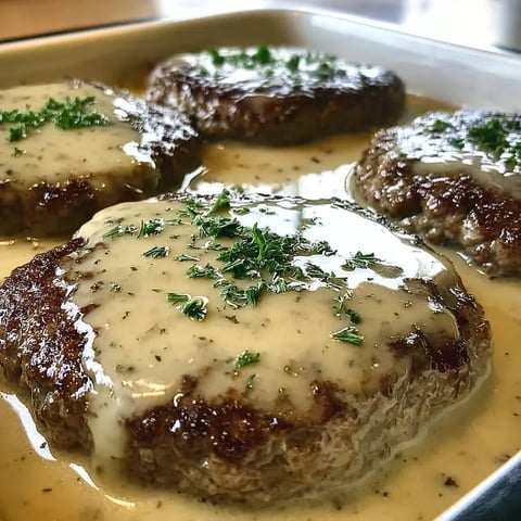 A plate of meat covered in gravy.