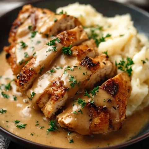 A plate of food with chicken and potatoes.