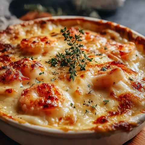 A bowl of shrimp and cheese.