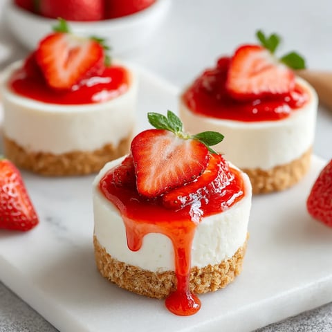 A slice of strawberry cheesecake with a strawberry on top.