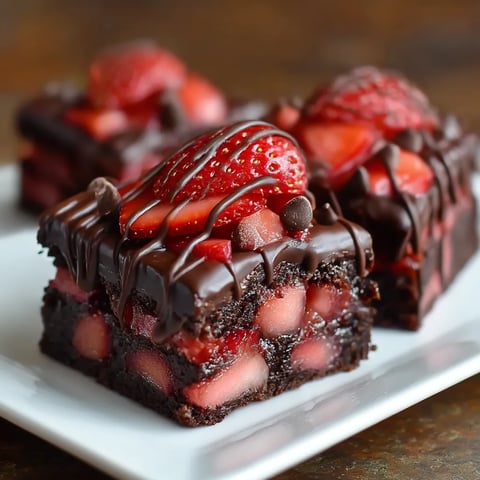 A piece of chocolate cake with strawberries on top.