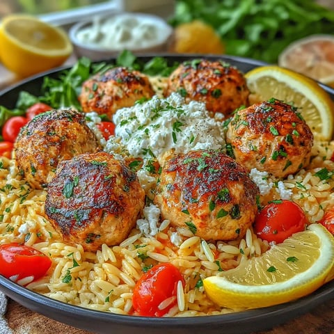 A plate of food with meatballs and rice.