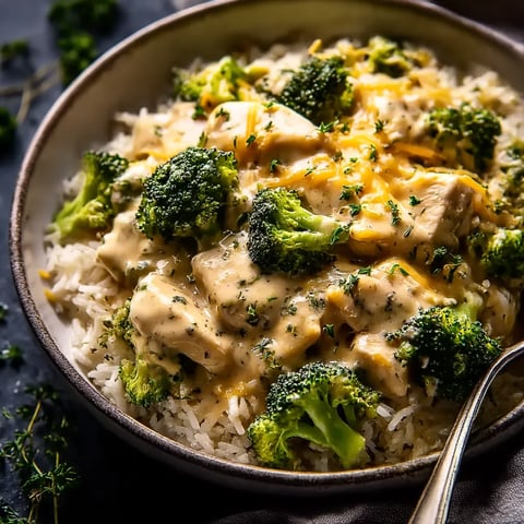 A bowl of rice with broccoli and chicken.
