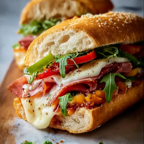 A sandwich with meat, cheese, lettuce, tomato, and onion.