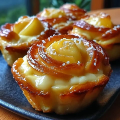 A plate of pastries with a rose on top.