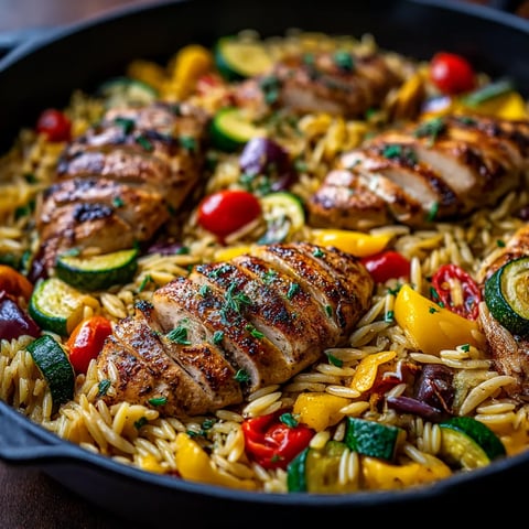 A pan of food with chicken and vegetables.