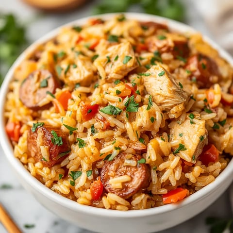 A bowl of rice with chicken and vegetables.