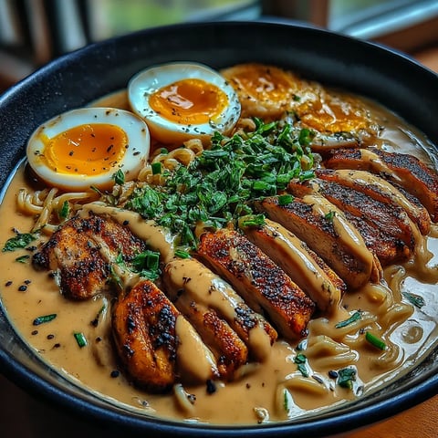 A bowl of food with eggs and meat.