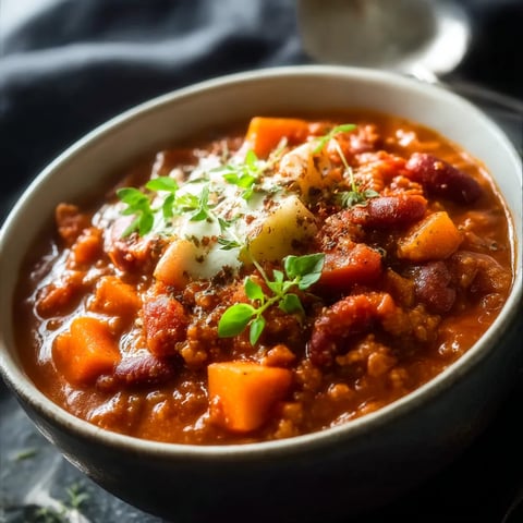 A bowl of soup with vegetables and cheese.