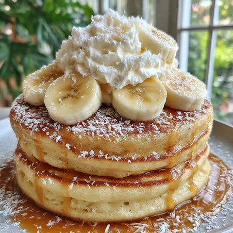 Banana pancakes with whipped cream.