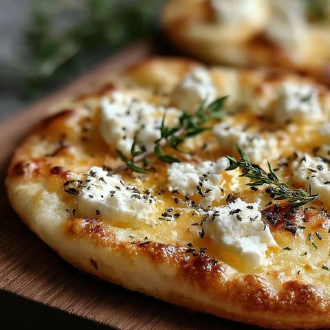 A pizza with cheese and herbs on top.