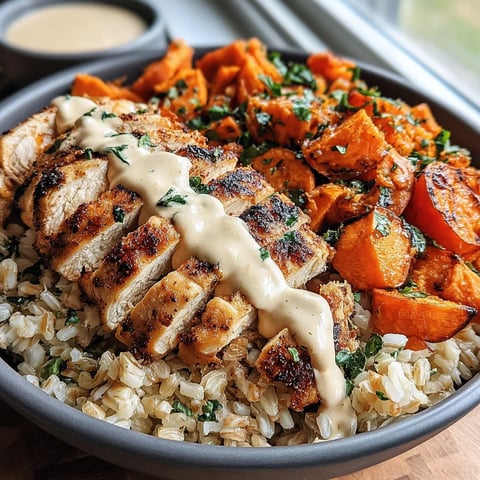 A bowl of food with rice, chicken, and vegetables.
