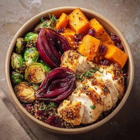 A bowl of food with chicken, vegetables, and spices.