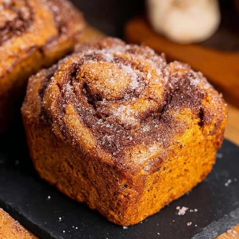 A slice of cinnamon roll on a black plate.