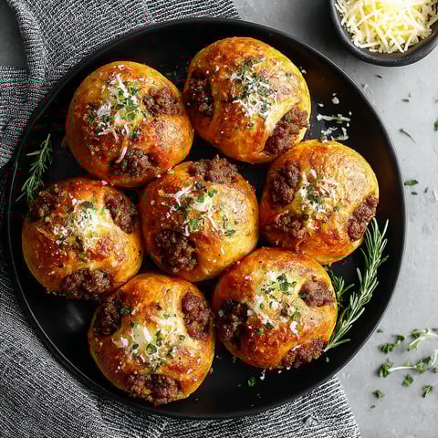 A plate of meatballs with cheese on top.