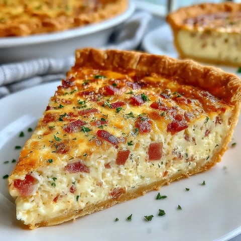 A slice of bacon and cheese quiche.