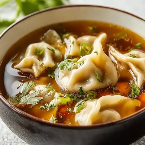 A bowl of soup with vegetables and dumplings.