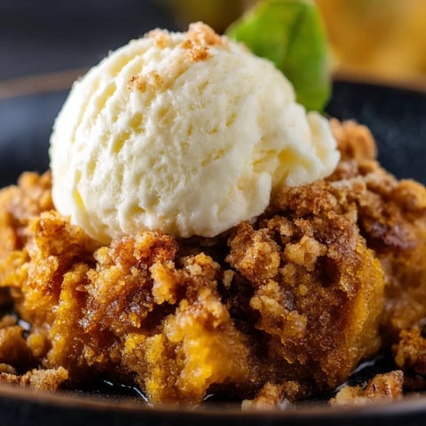 A scoop of ice cream on top of a dessert.
