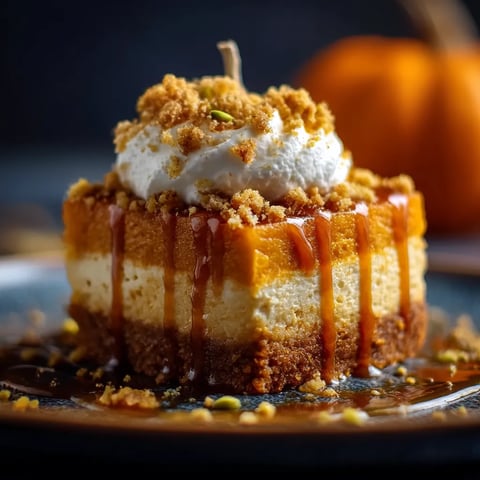 A slice of cake with caramel sauce on top.