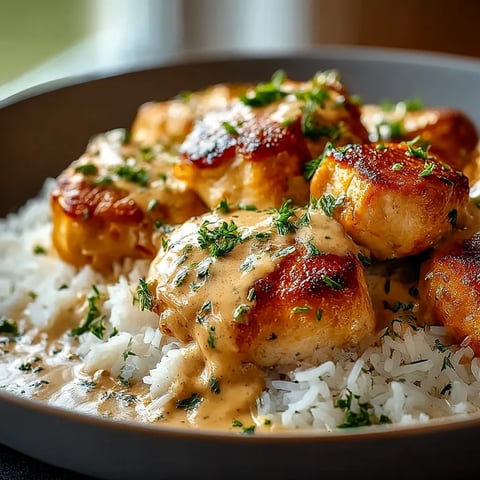 A bowl of rice with meat and sauce.