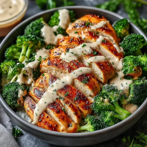 A bowl of chicken and broccoli.