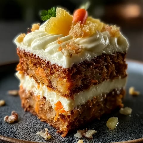 A slice of carrot cake with white frosting.