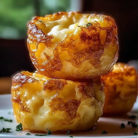 Three golden brown potato cakes on a plate.