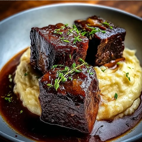 A plate of meat with herbs on top.