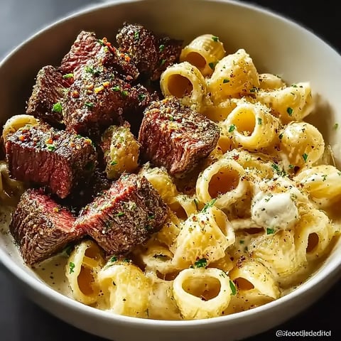 A bowl of pasta with meatballs and cheese.