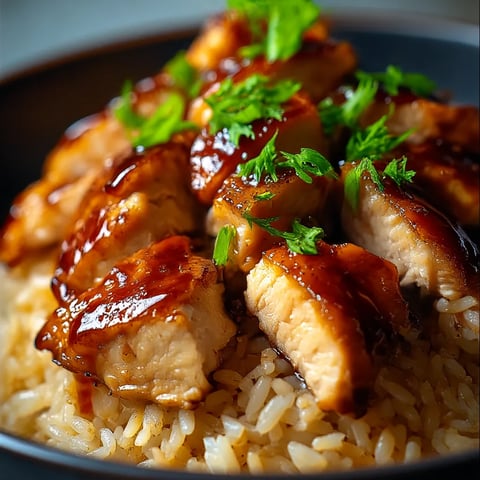 A bowl of rice with meat on top.