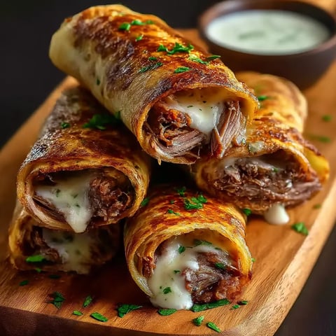 A plate of food with a bowl of sauce.